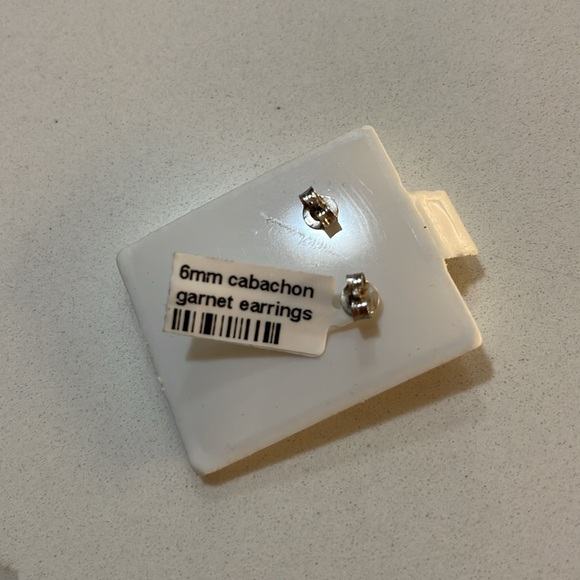 Sterling silver 925 Cabachon Garnet earrings - Picture 10 of 10